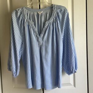 J. Crew Sky Blue and White Striped Blouse